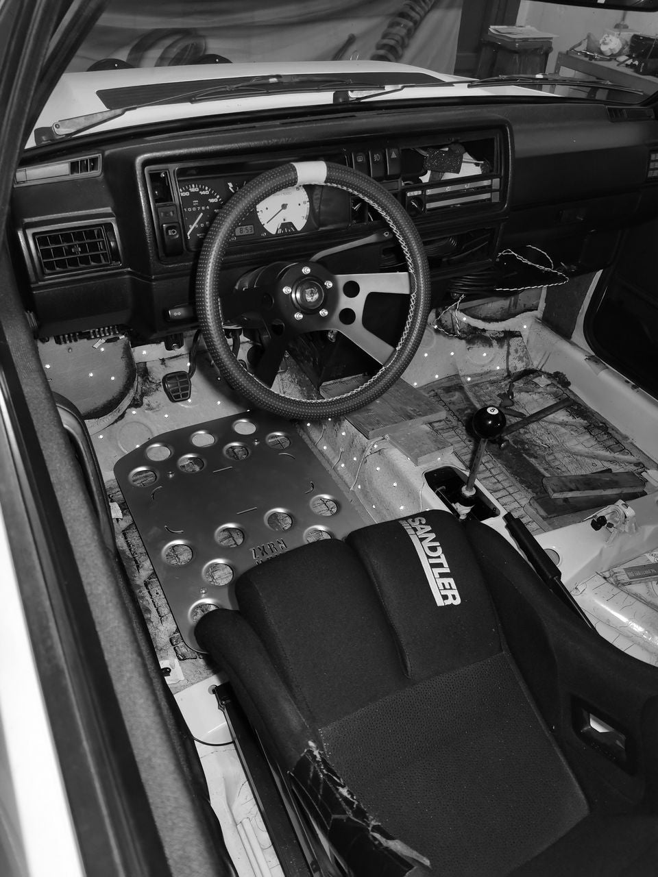 extremely rigid "racing foot rest" (floor mats) - 3mm aluminum - Volkswagen Golf Mk2