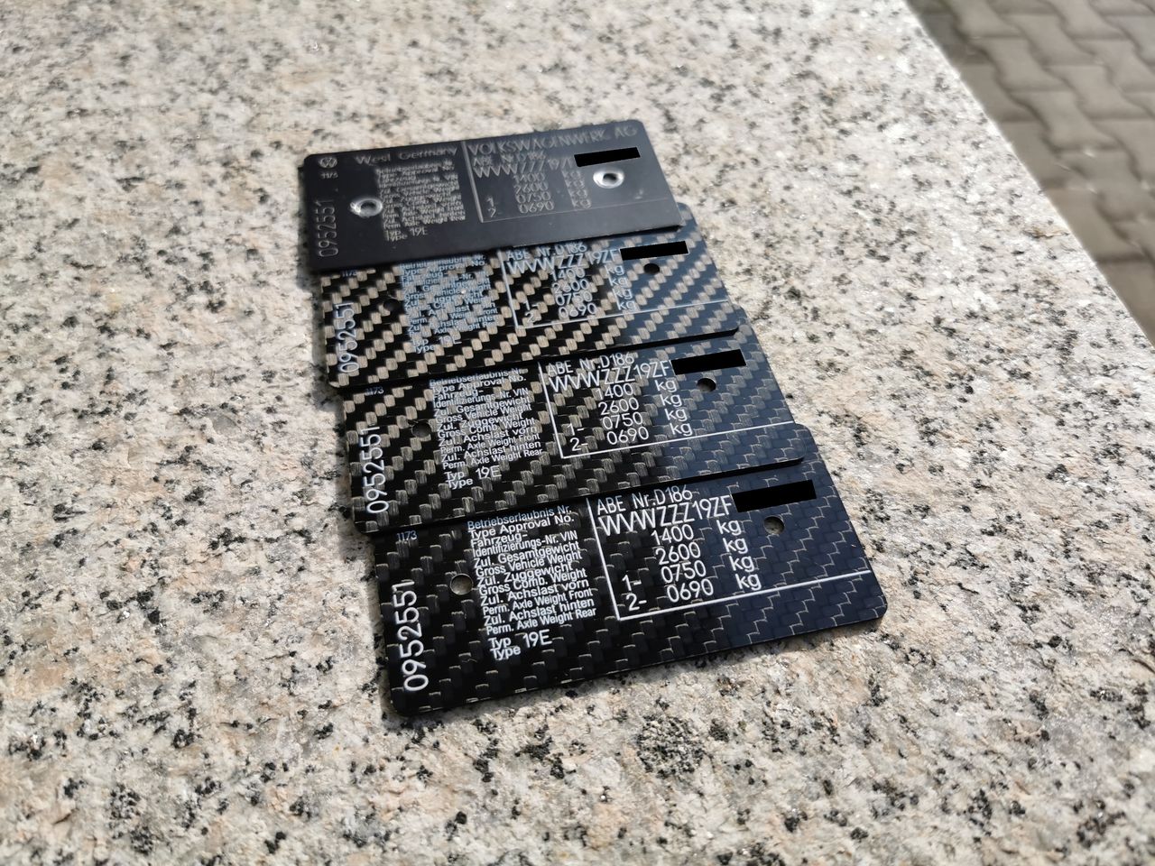 Typenschild/FIN Plakette VW Golf 2 - Carbon/CFK/Kohlefaser