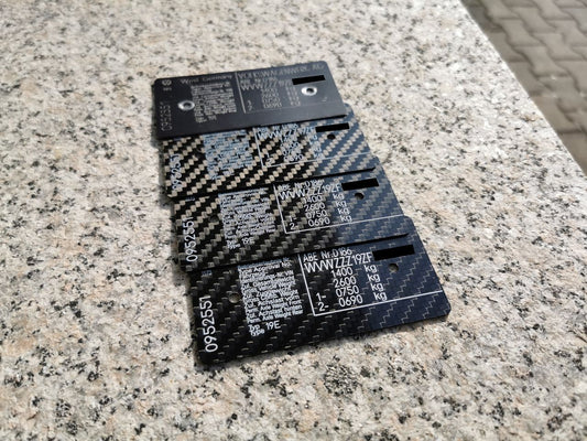 Typenschild/FIN Plakette VW Golf 2 - Carbon/CFK/Kohlefaser